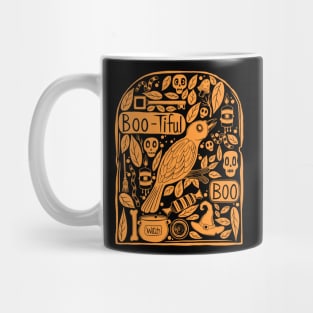 Tombstone Halloween Doodle Orange Mug